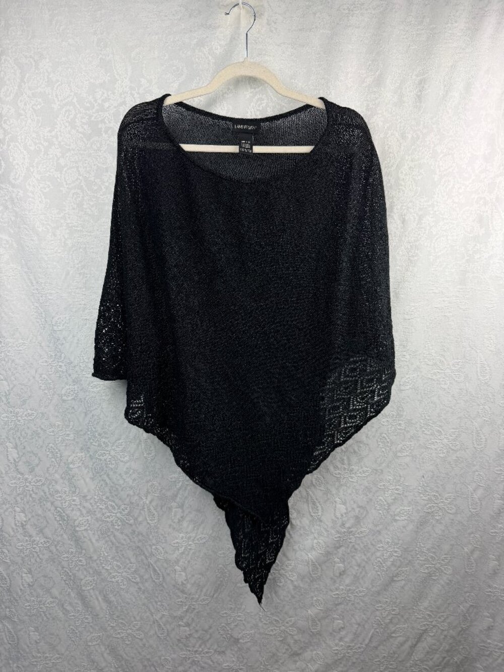 Lane Bryant Black Open-Knit Shawl Wrap — One Size